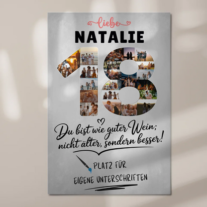 Magnetisches Fotoboard Poster mit Wunschtext und Namen