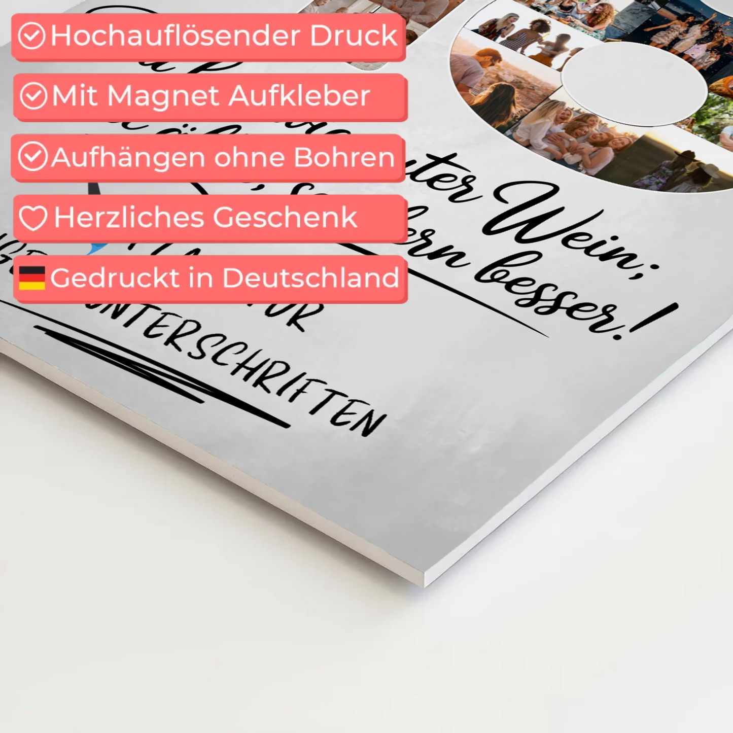 Magnetisches Fotoboard Poster mit Wunschtext und Namen