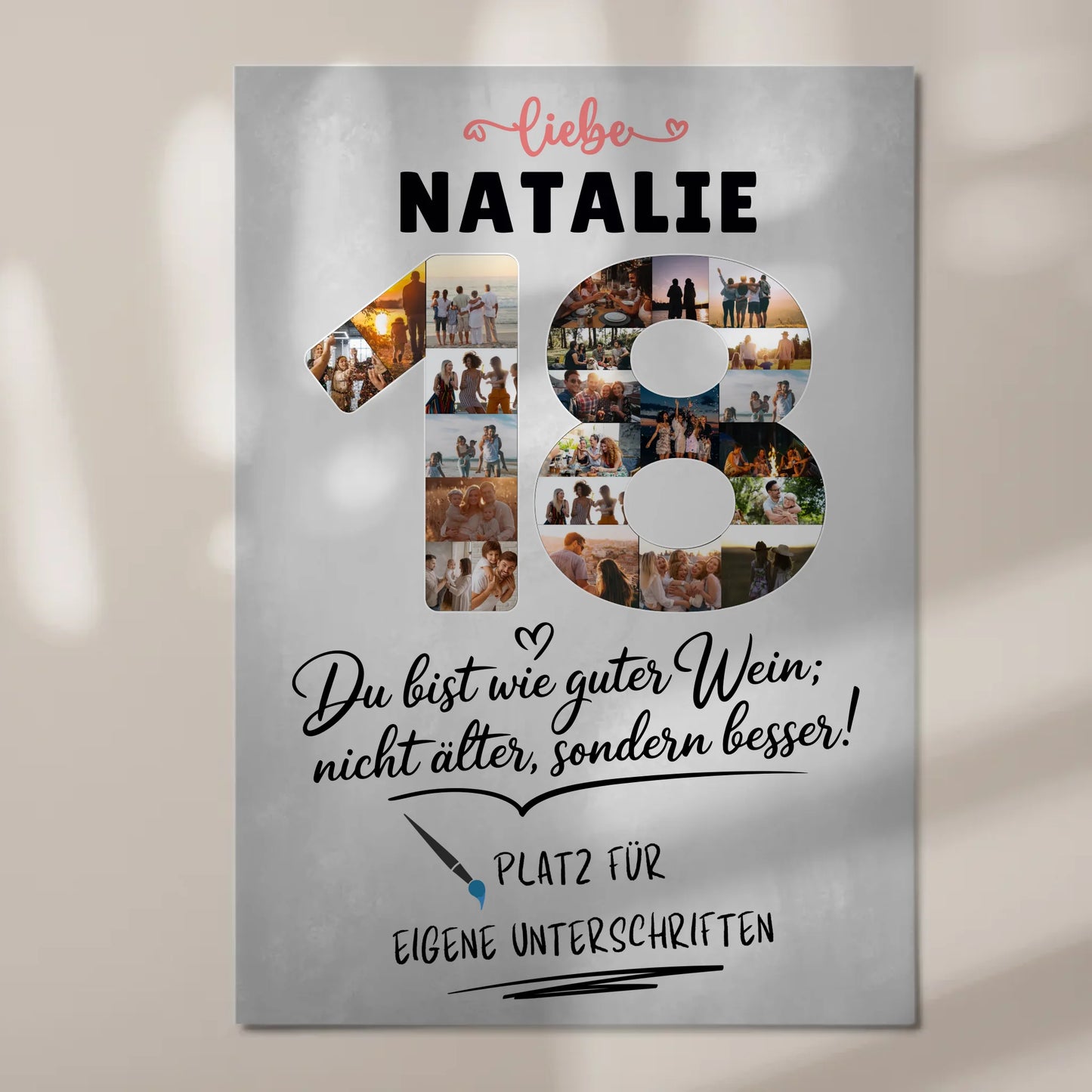 Magnetisches Fotoboard Poster mit Wunschtext und Namen