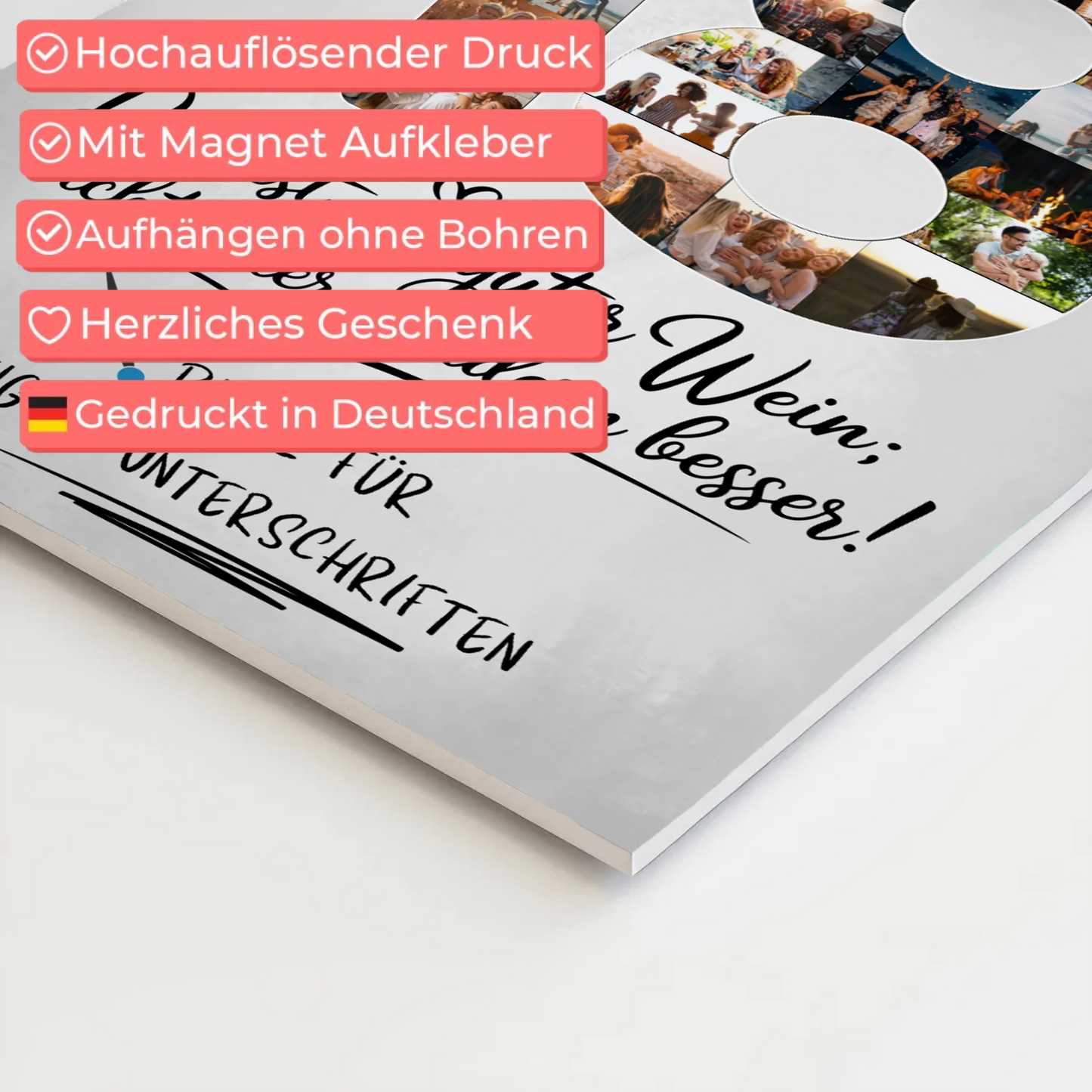 Magnetisches Fotoboard Poster mit Wunschtext und Namen