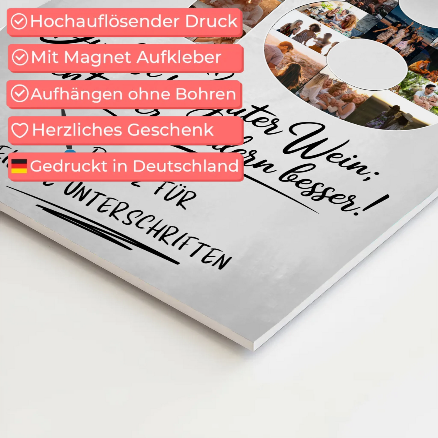 Magnetisches Fotoboard Poster mit Wunschtext und Namen