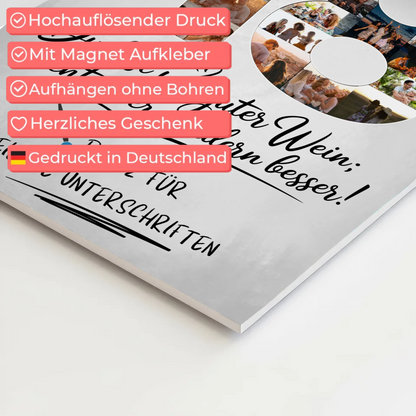 Magnetisches Fotoboard Poster mit Wunschtext und Namen