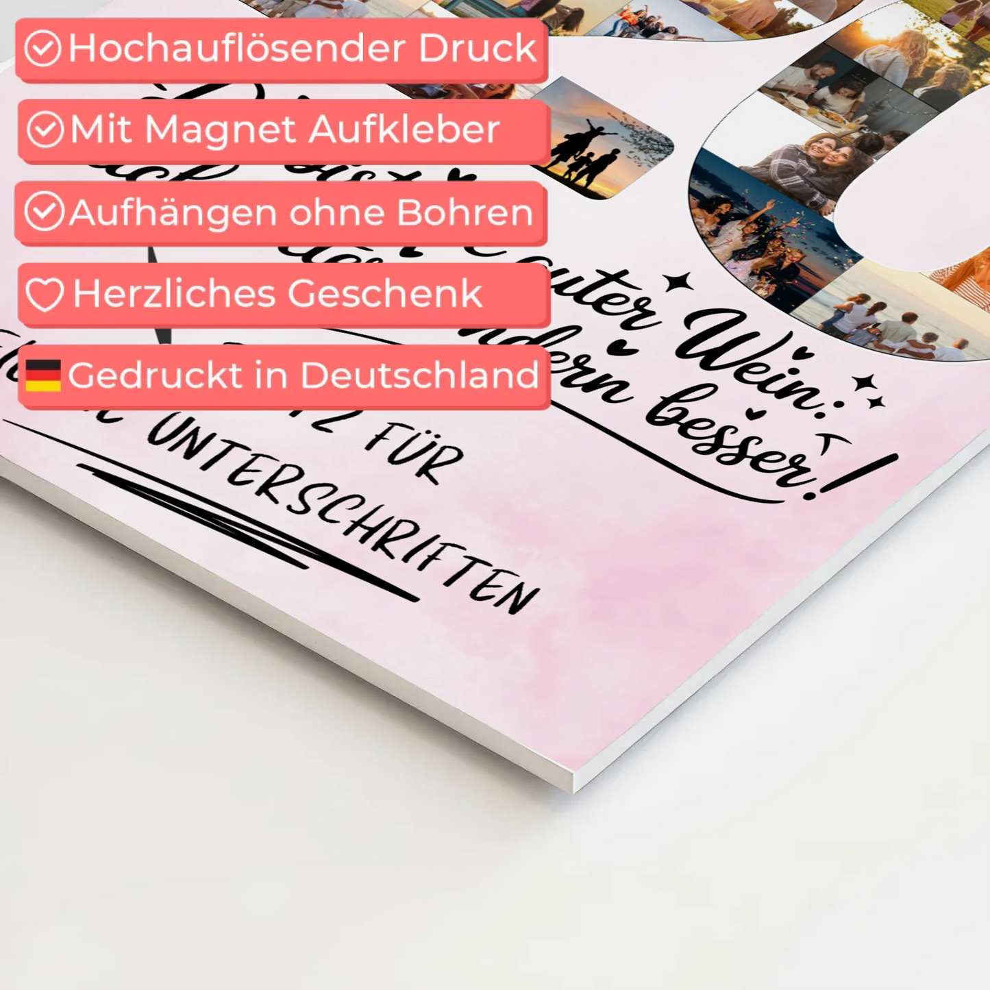 Fotoboard Magnet Poster mit Unterschriften 20 Geburtstag