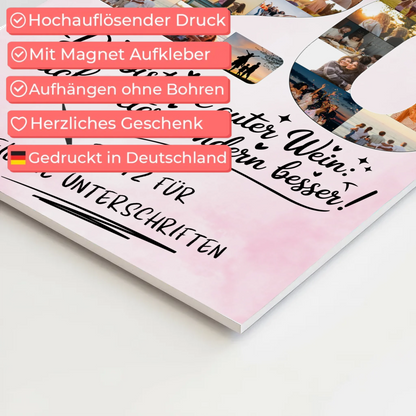Fotoboard Magnet Poster mit Unterschriften 20 Geburtstag
