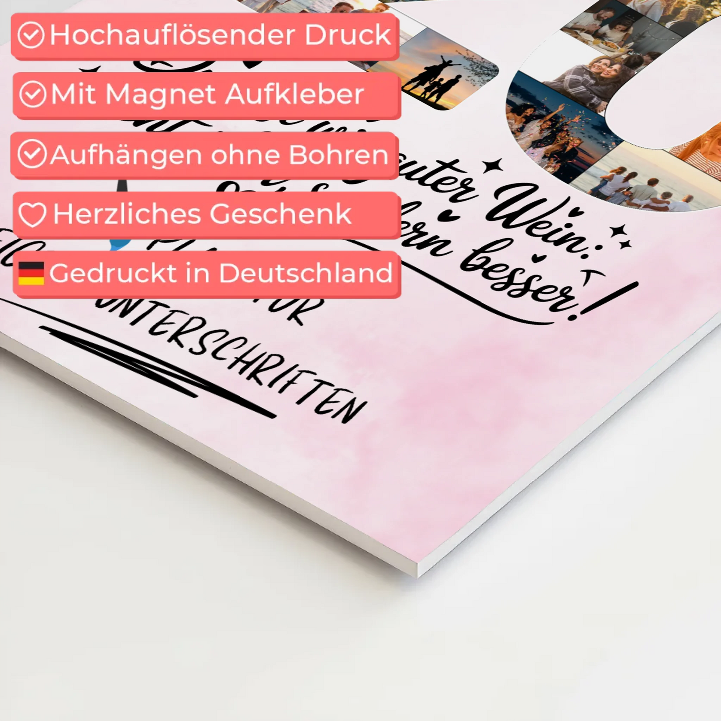 Fotoboard Magnet Poster mit Unterschriften 20 Geburtstag