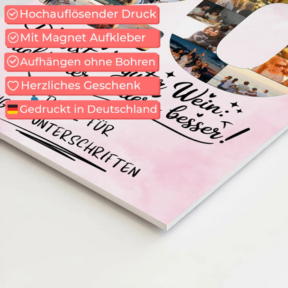 Fotoboard Magnet Poster mit Unterschriften 20 Geburtstag
