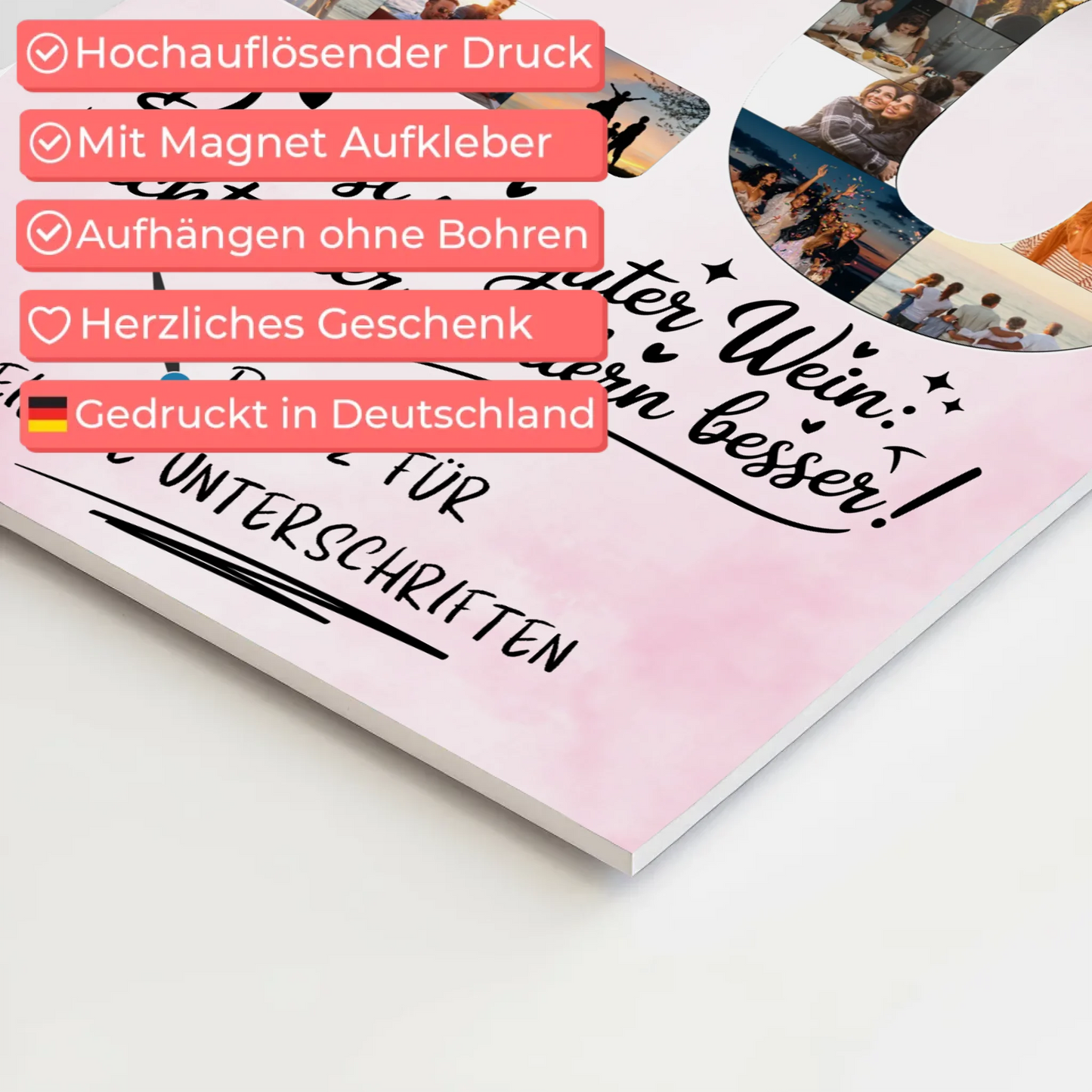 Fotoboard Magnet Poster mit Unterschriften 20 Geburtstag