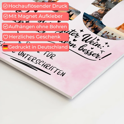Fotoboard Magnet Poster mit Unterschriften 20 Geburtstag