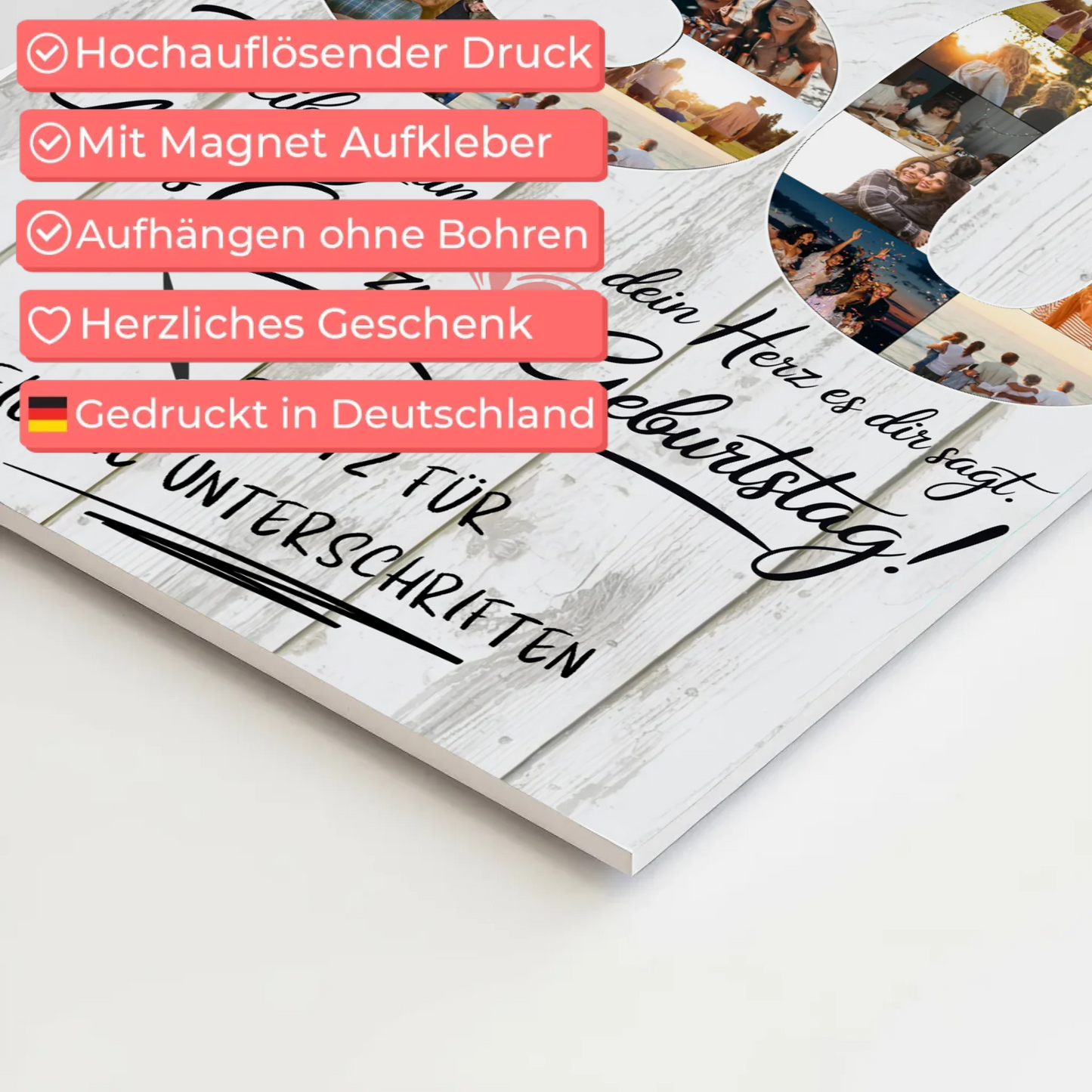 Fotoboard Poster magnetisch mit Wunschtext 30 Geburtstag