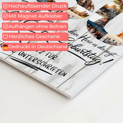 Fotoboard Poster magnetisch mit Wunschtext 30 Geburtstag
