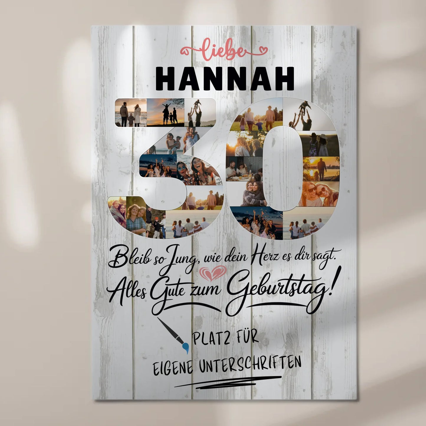 Fotoboard Poster magnetisch mit Wunschtext 30 Geburtstag