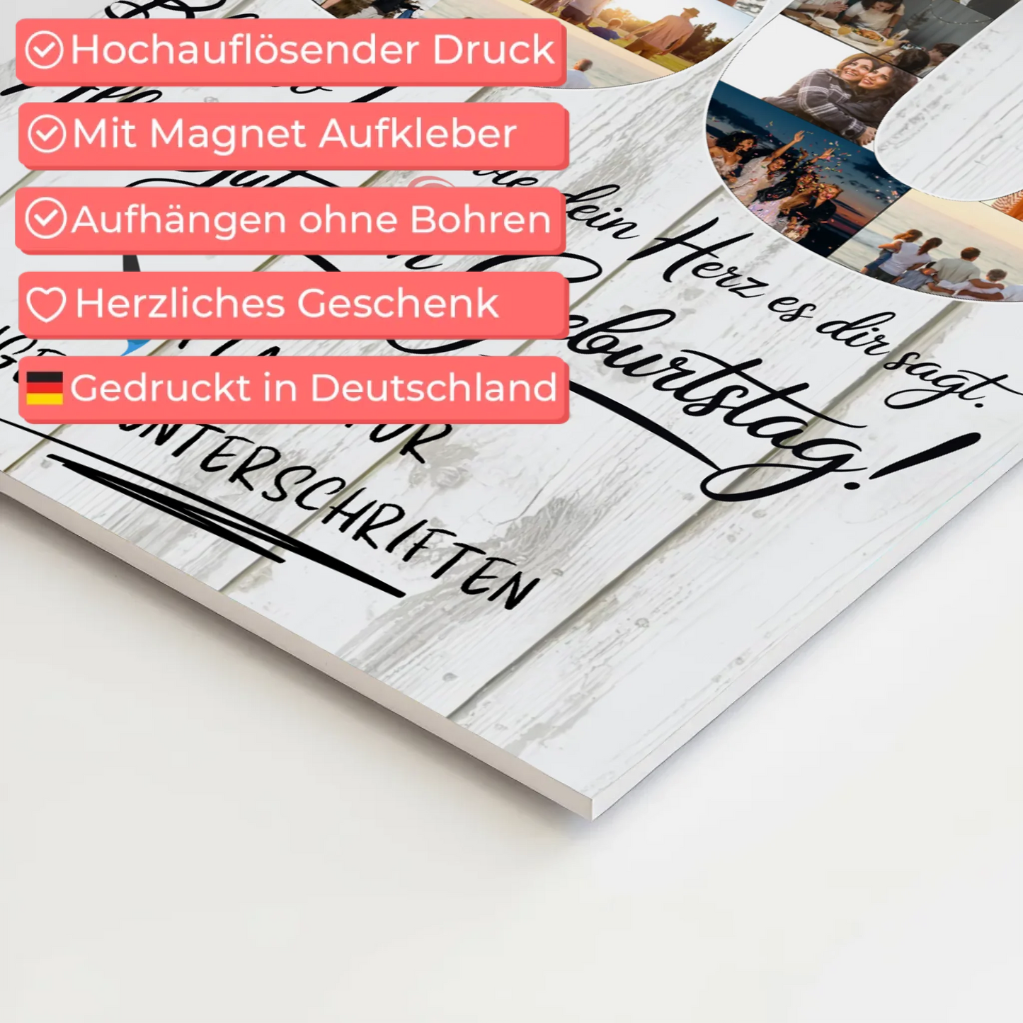 Fotoboard Poster magnetisch mit Wunschtext 30 Geburtstag