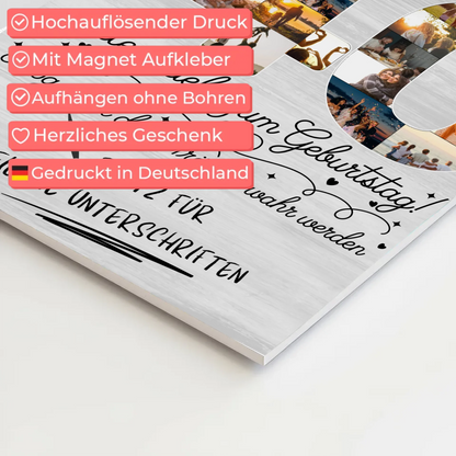 Magnetisches Fotoboard 40 Geburtstag mit Fotos und Name