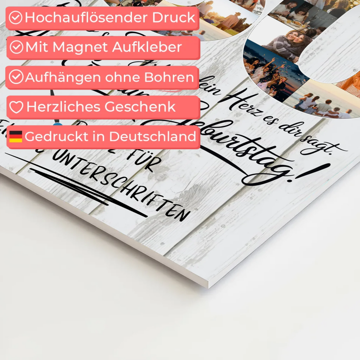 Fotoboard Poster magnetisch mit Wunschtext 30 Geburtstag