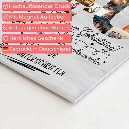 Magnetisches Fotoboard 40 Geburtstag mit Fotos und Name