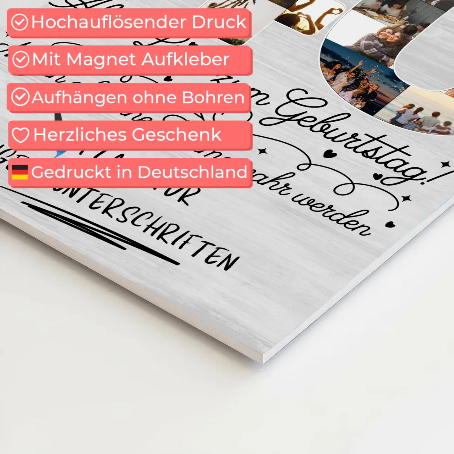 Magnetisches Fotoboard 40 Geburtstag mit Fotos und Name