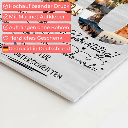 Magnetisches Fotoboard 40 Geburtstag mit Fotos und Name