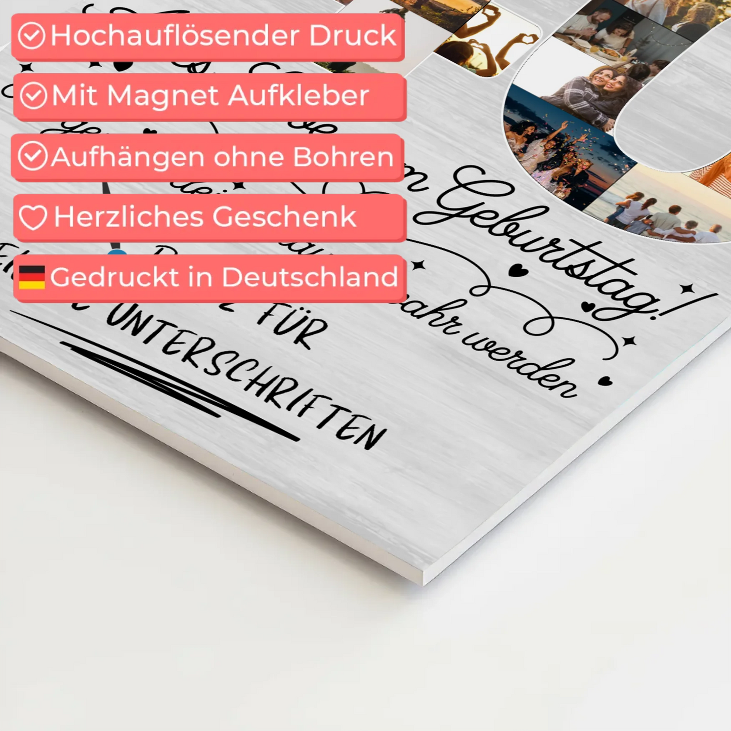 Magnetisches Fotoboard 40 Geburtstag mit Fotos und Name