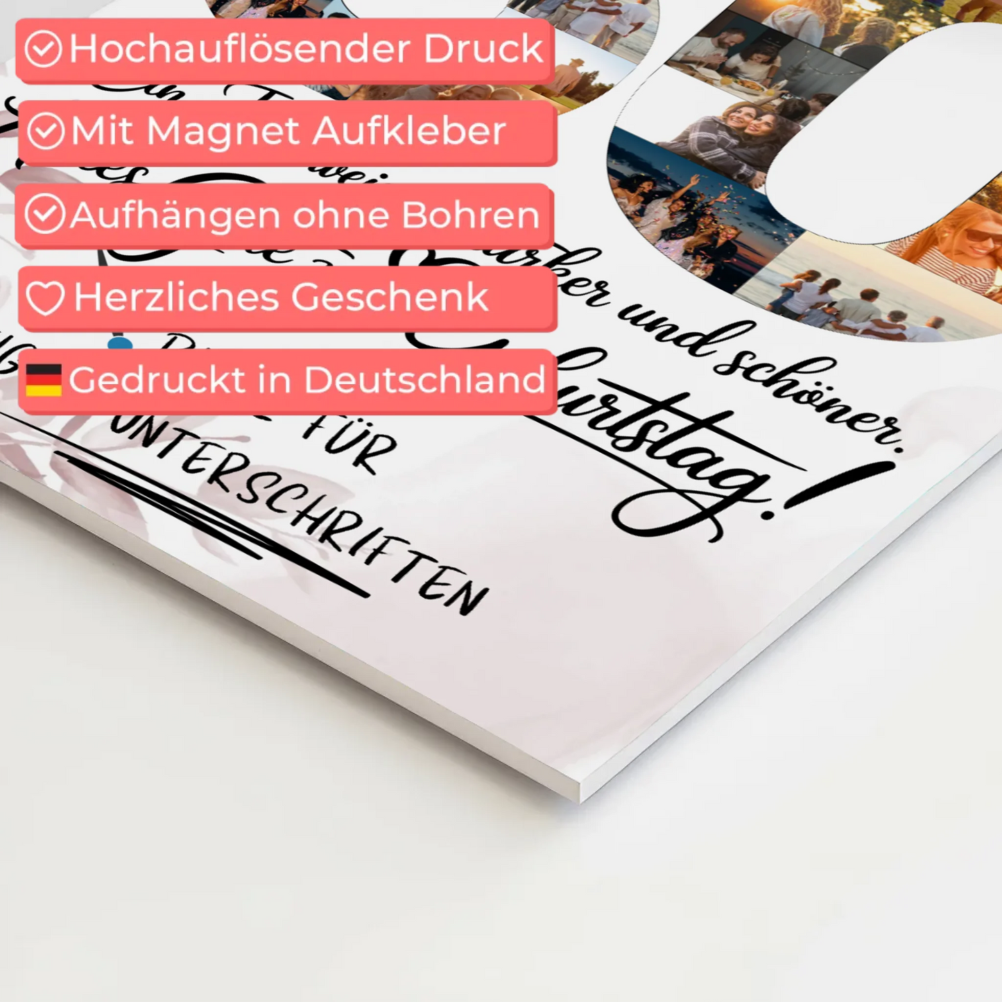 Magnet Poster mit Wunschtext und Fotos zum 50 Geburtstag