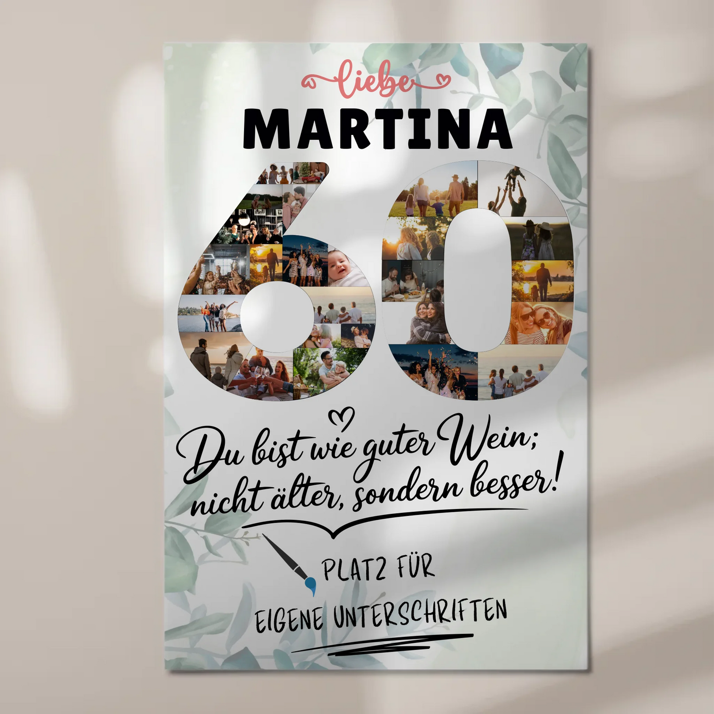 Magnet Wandbild mit Unterschriften 60 Geburtstag Fotos