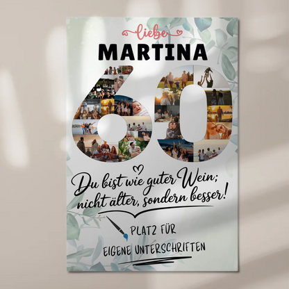 Magnet Wandbild mit Unterschriften 60 Geburtstag Fotos