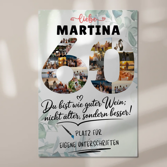 Magnet Wandbild mit Unterschriften 60 Geburtstag Fotos