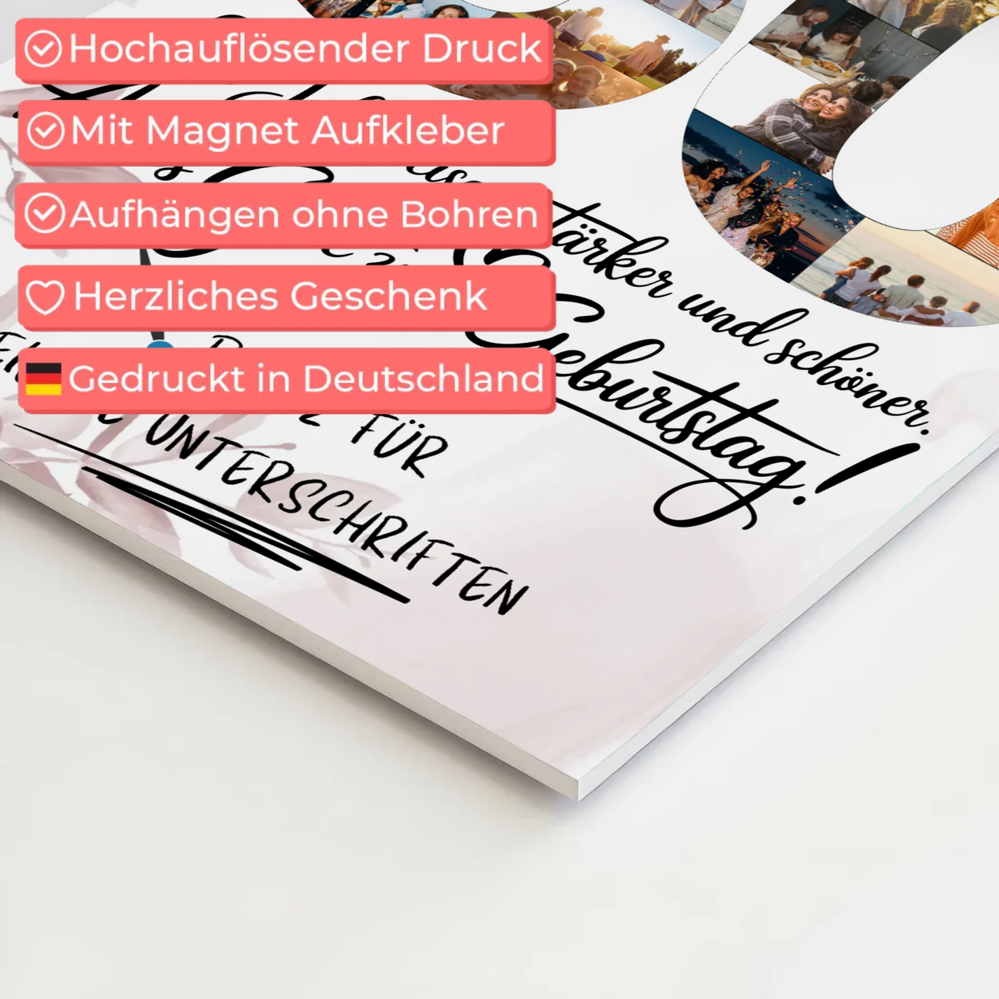 Magnet Poster mit Wunschtext und Fotos zum 50 Geburtstag