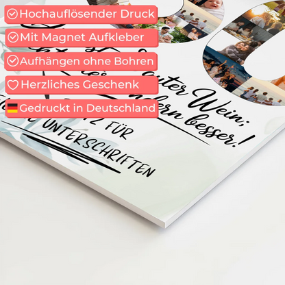 Magnet Wandbild mit Unterschriften 60 Geburtstag Fotos