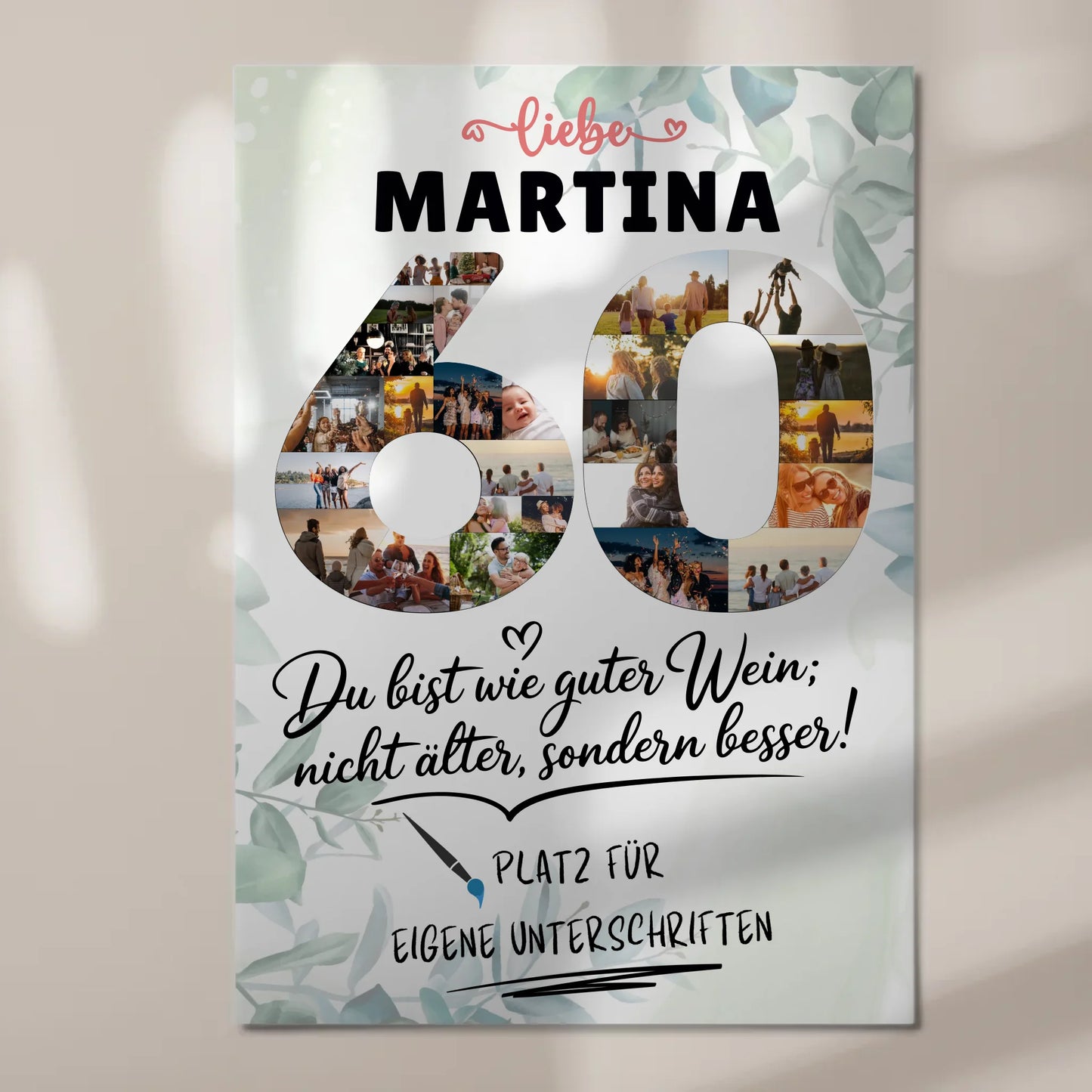 Magnet Wandbild mit Unterschriften 60 Geburtstag Fotos