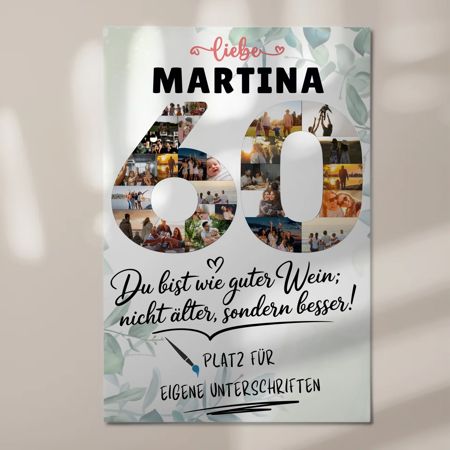 Magnet Wandbild mit Unterschriften 60 Geburtstag Fotos
