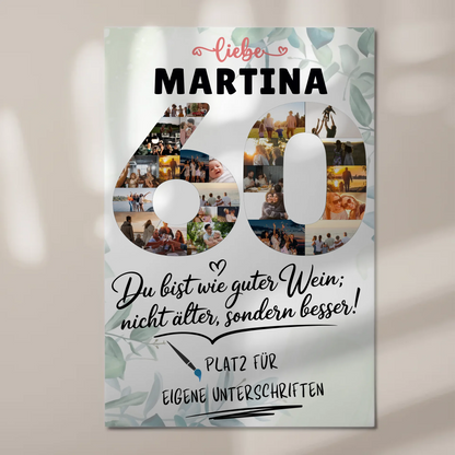 Magnet Wandbild mit Unterschriften 60 Geburtstag Fotos