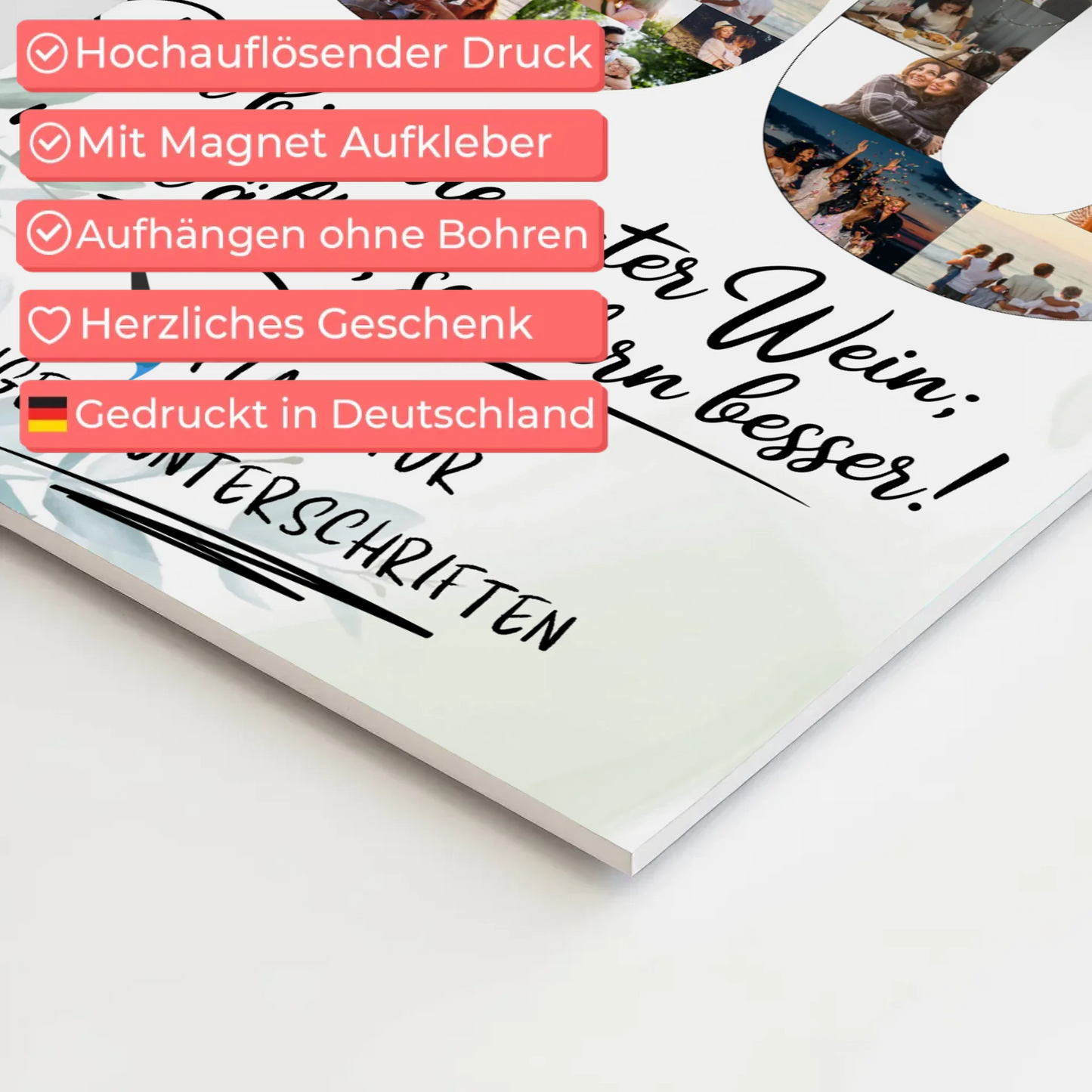 Magnet Wandbild mit Unterschriften 60 Geburtstag Fotos