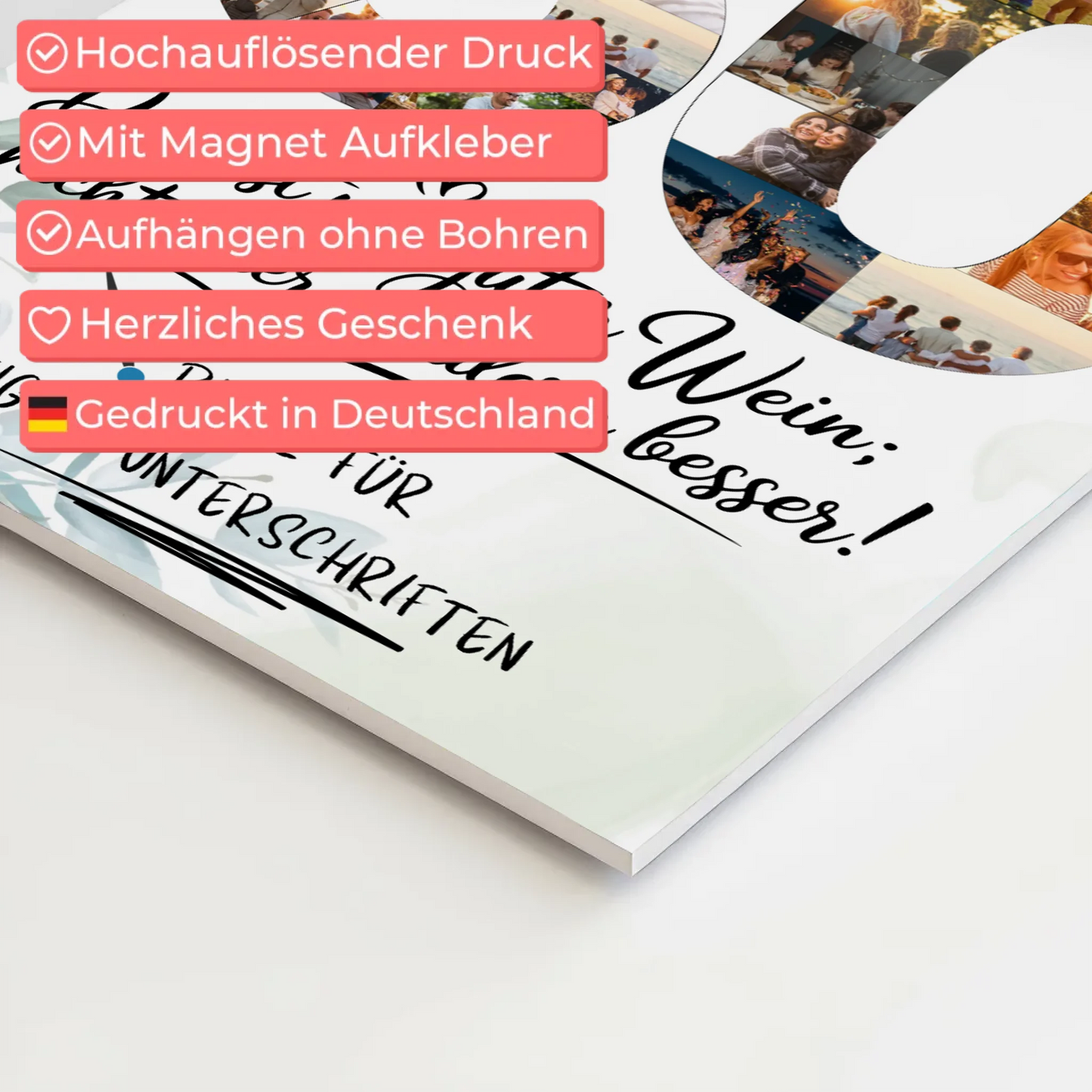 Magnet Wandbild mit Unterschriften 60 Geburtstag Fotos