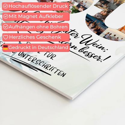 Magnet Wandbild mit Unterschriften 60 Geburtstag Fotos