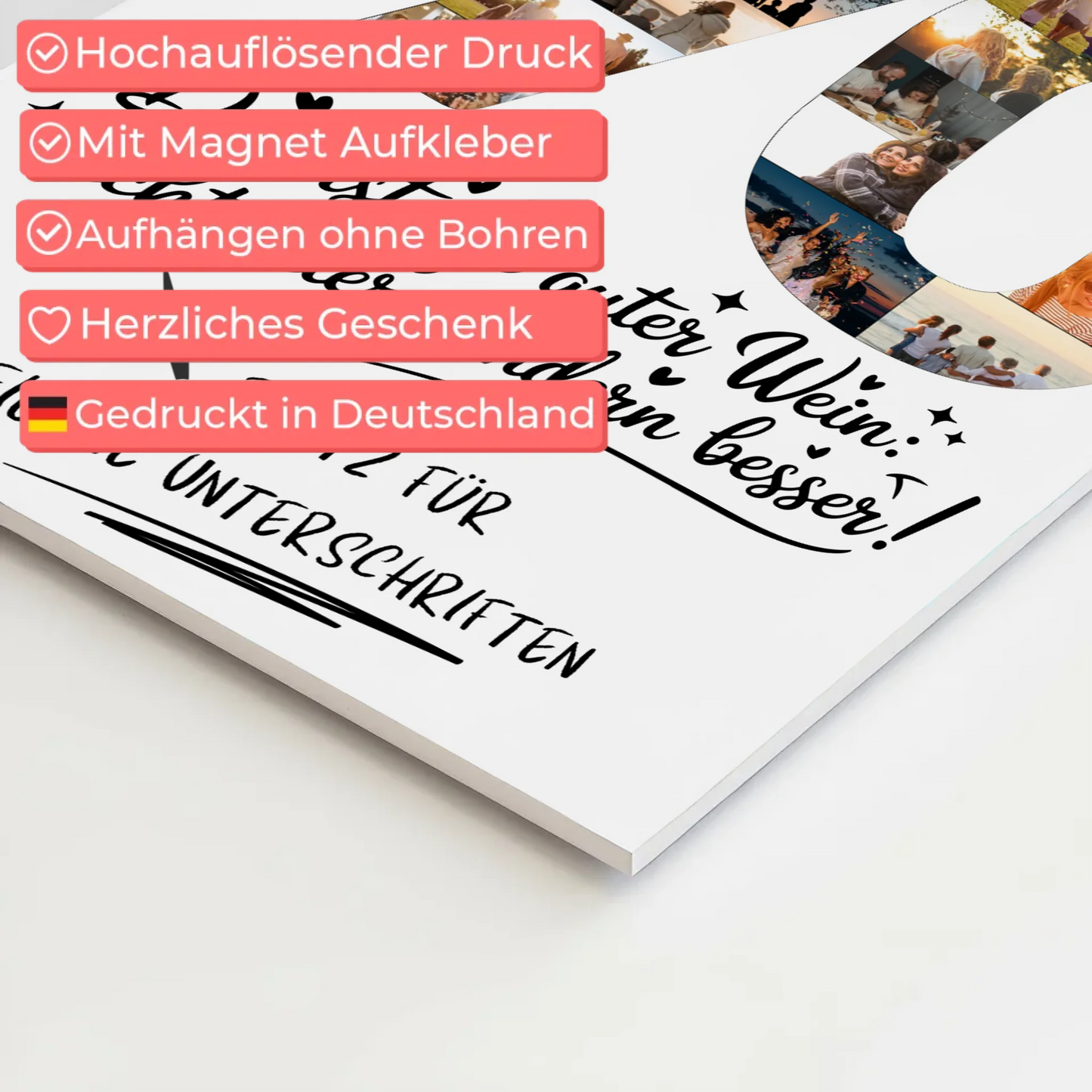 Magnetisches Fotoboard Poster mit Wunschtext und Namen 70 Geburtstag