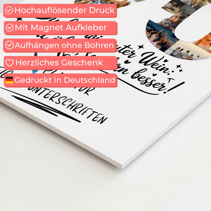 Magnetisches Fotoboard Poster mit Wunschtext und Namen 70 Geburtstag