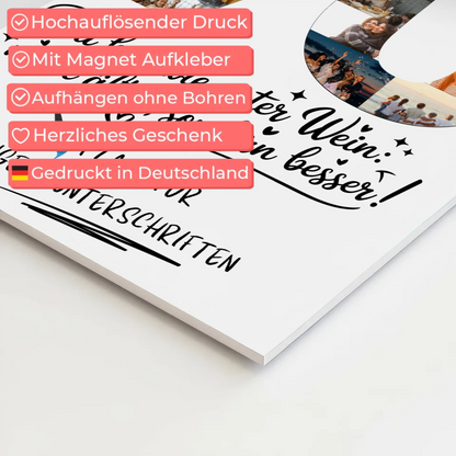 Magnetisches Fotoboard Poster mit Wunschtext und Namen 70 Geburtstag