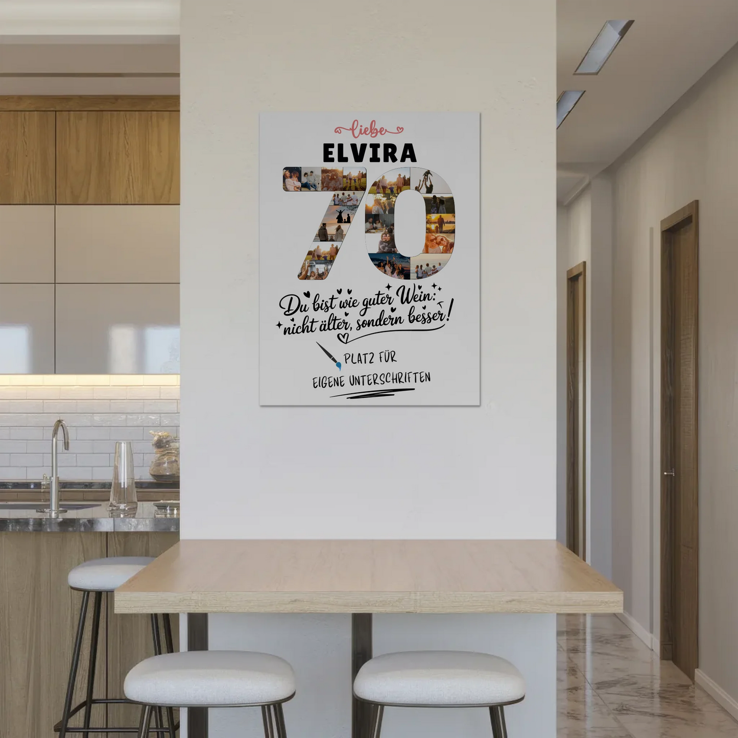 Magnetisches Fotoboard Poster mit Wunschtext und Namen 70 Geburtstag