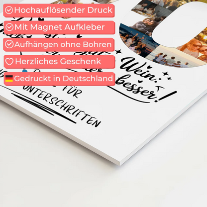 Magnetisches Fotoboard Poster mit Wunschtext und Namen 70 Geburtstag