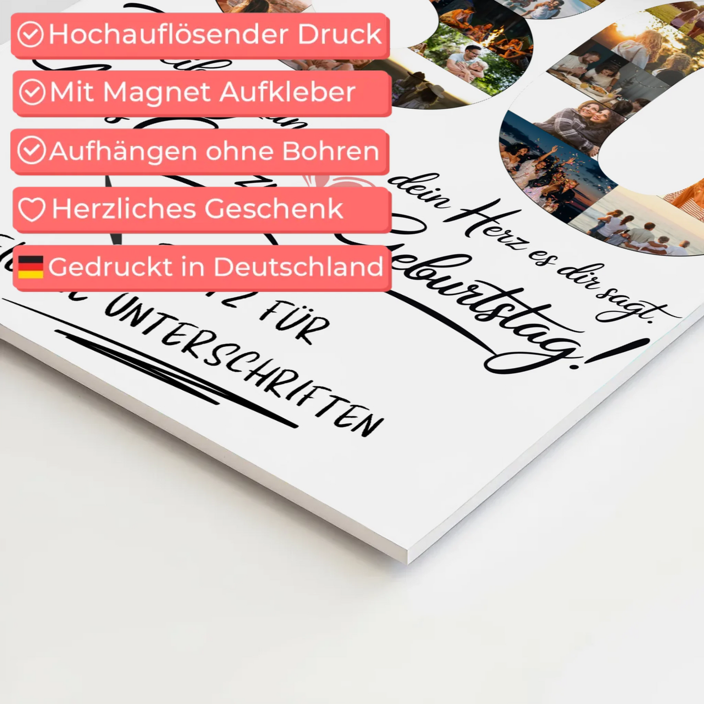 Fotoboard Magnet Poster 80 Geburtstag mit Fotos Name