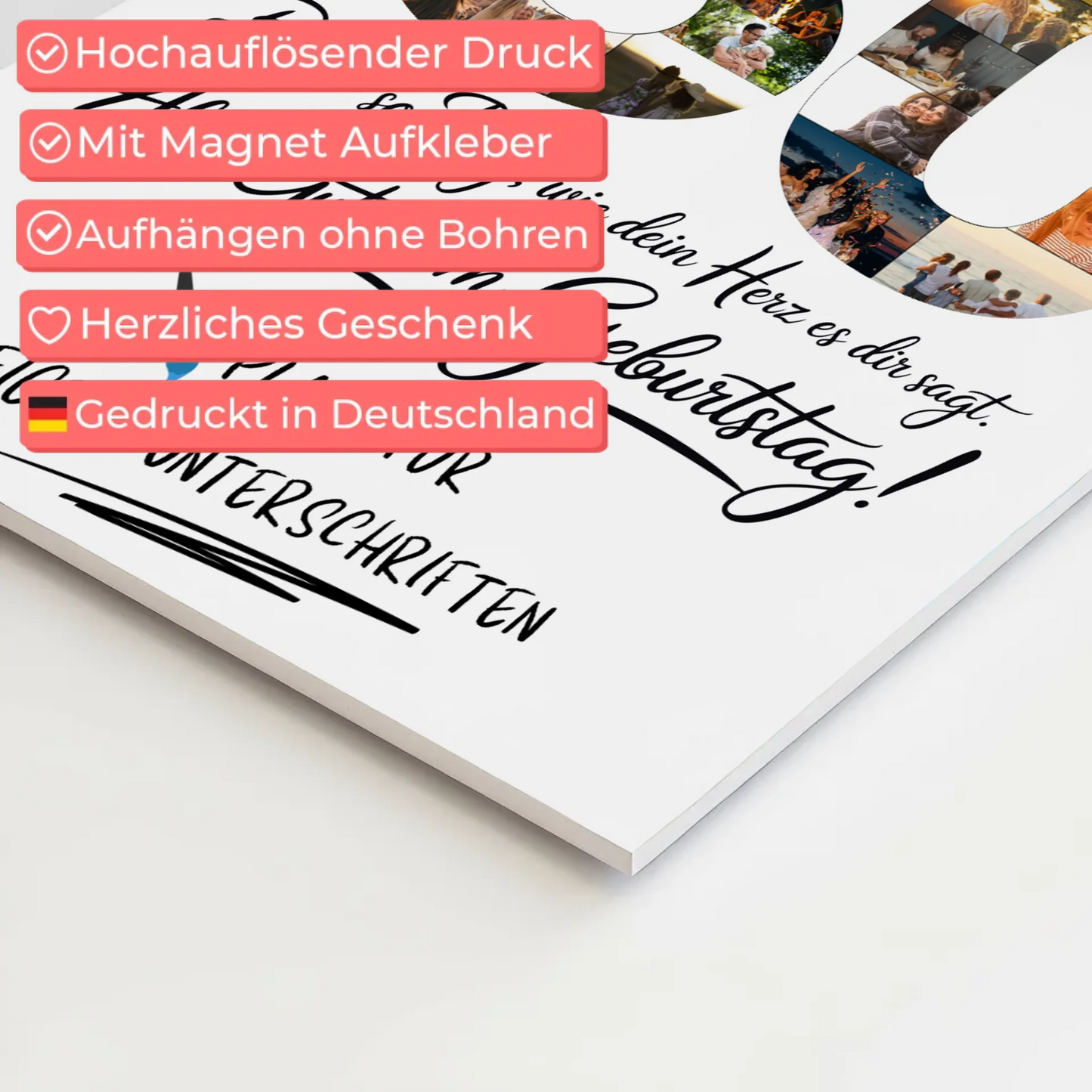 Fotoboard Magnet Poster 80 Geburtstag mit Fotos Name