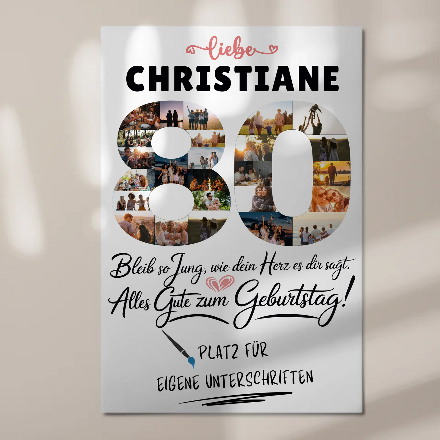 Fotoboard Magnet Poster 80 Geburtstag mit Fotos Name