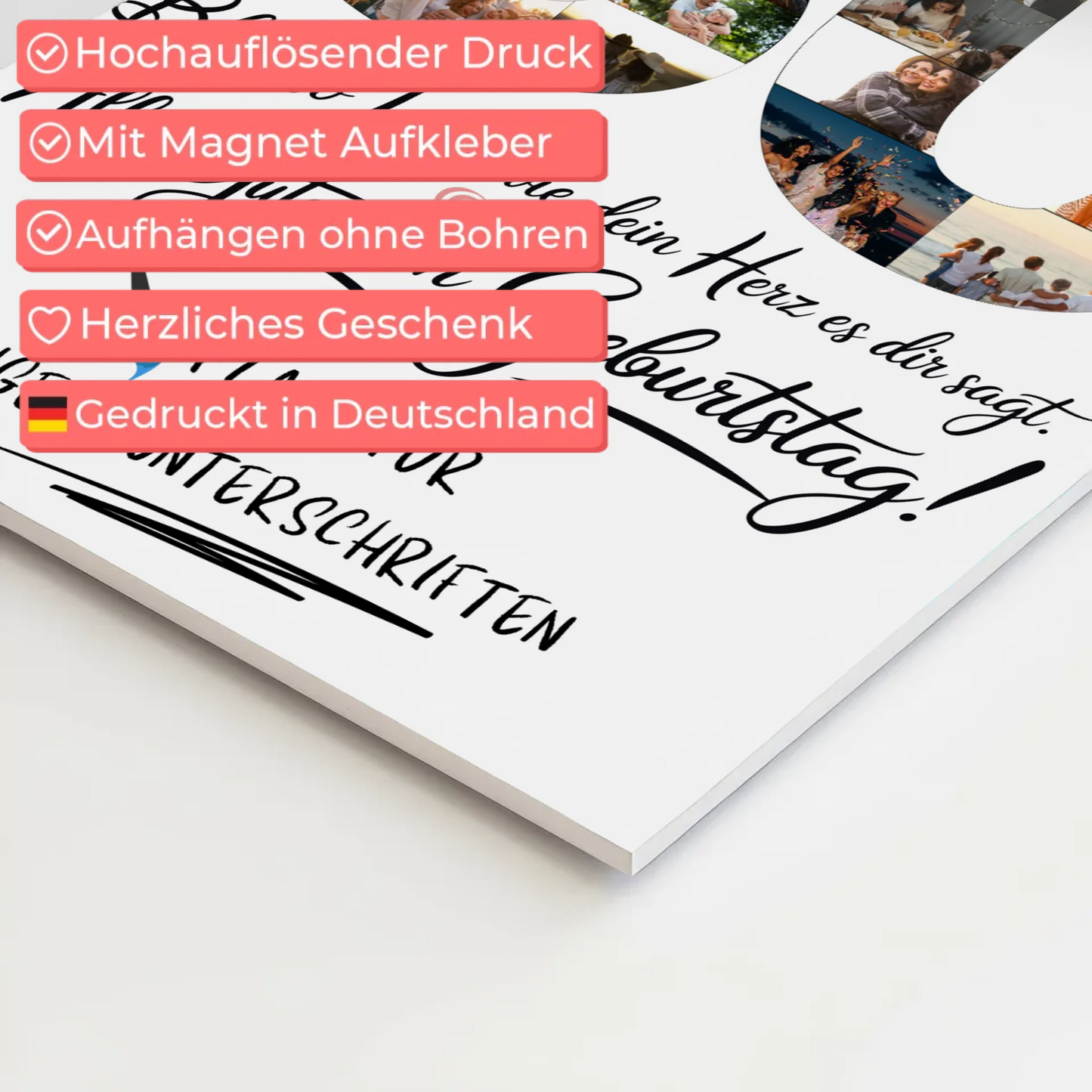 Fotoboard Magnet Poster 80 Geburtstag mit Fotos Name