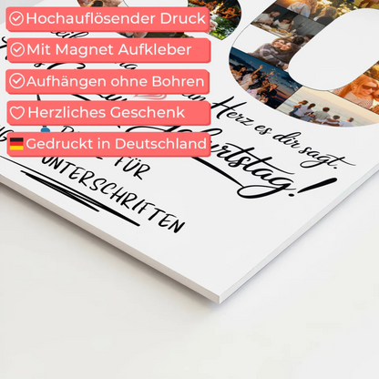 Fotoboard Magnet Poster 80 Geburtstag mit Fotos Name