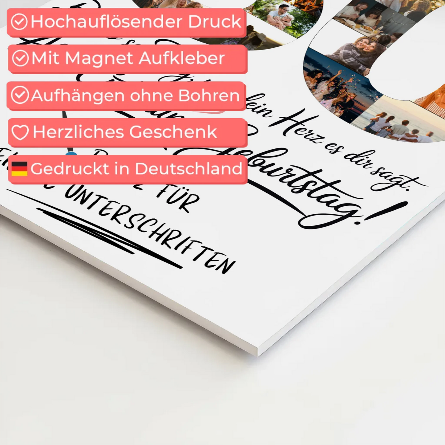 Fotoboard Magnet Poster 80 Geburtstag mit Fotos Name