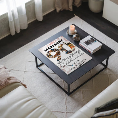 Fotoboard Poster magnetisch mit Wunschtext 90 Geburtstag mit Fotos und Wunsch Name