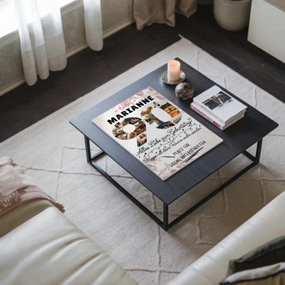 Fotoboard Poster magnetisch mit Wunschtext 90 Geburtstag mit Fotos und Wunsch Name