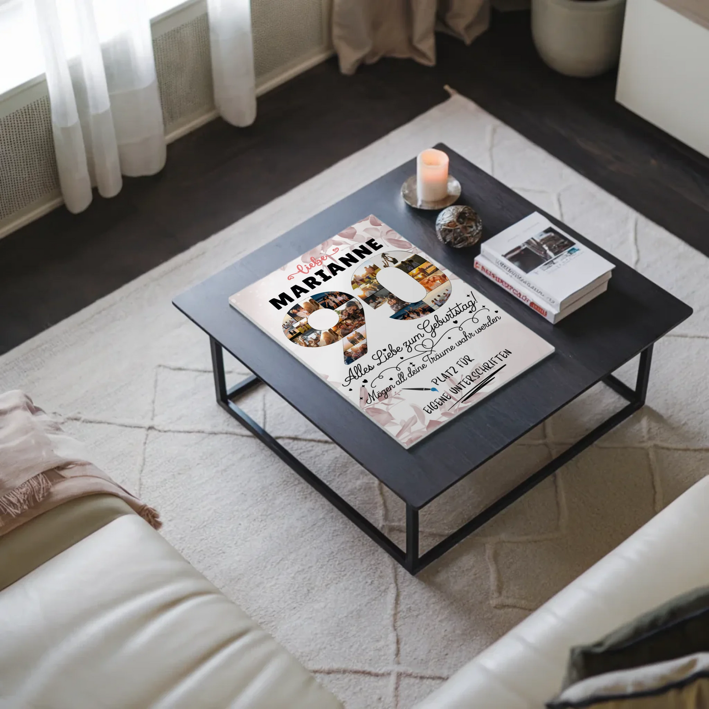 Fotoboard Poster magnetisch mit Wunschtext 90 Geburtstag mit Fotos und Wunsch Name