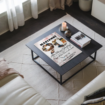 Fotoboard Poster magnetisch mit Wunschtext 90 Geburtstag mit Fotos und Wunsch Name