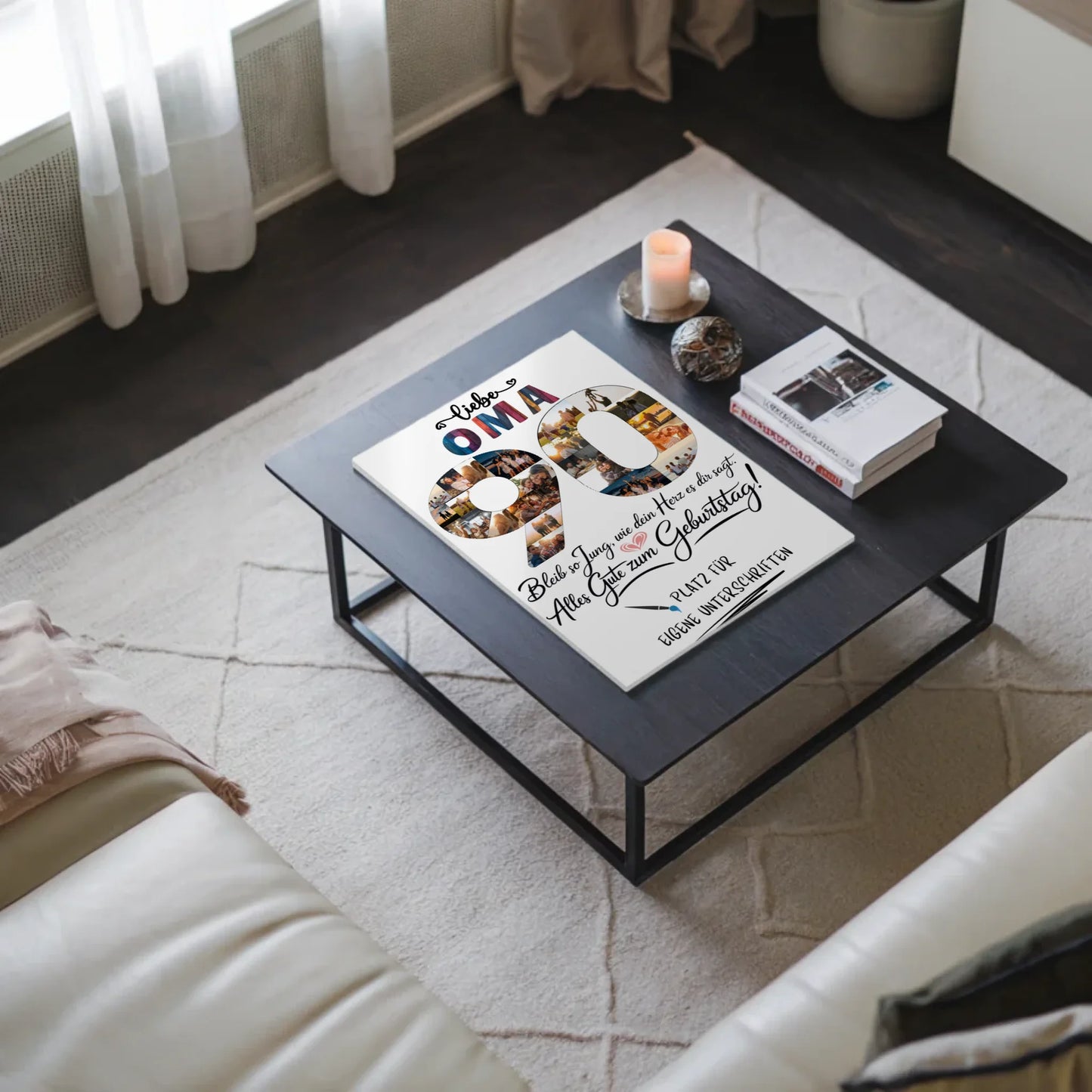 Magnetisches Fotoboard Poster mit Wunschtext für Oma 90 Geburtstag